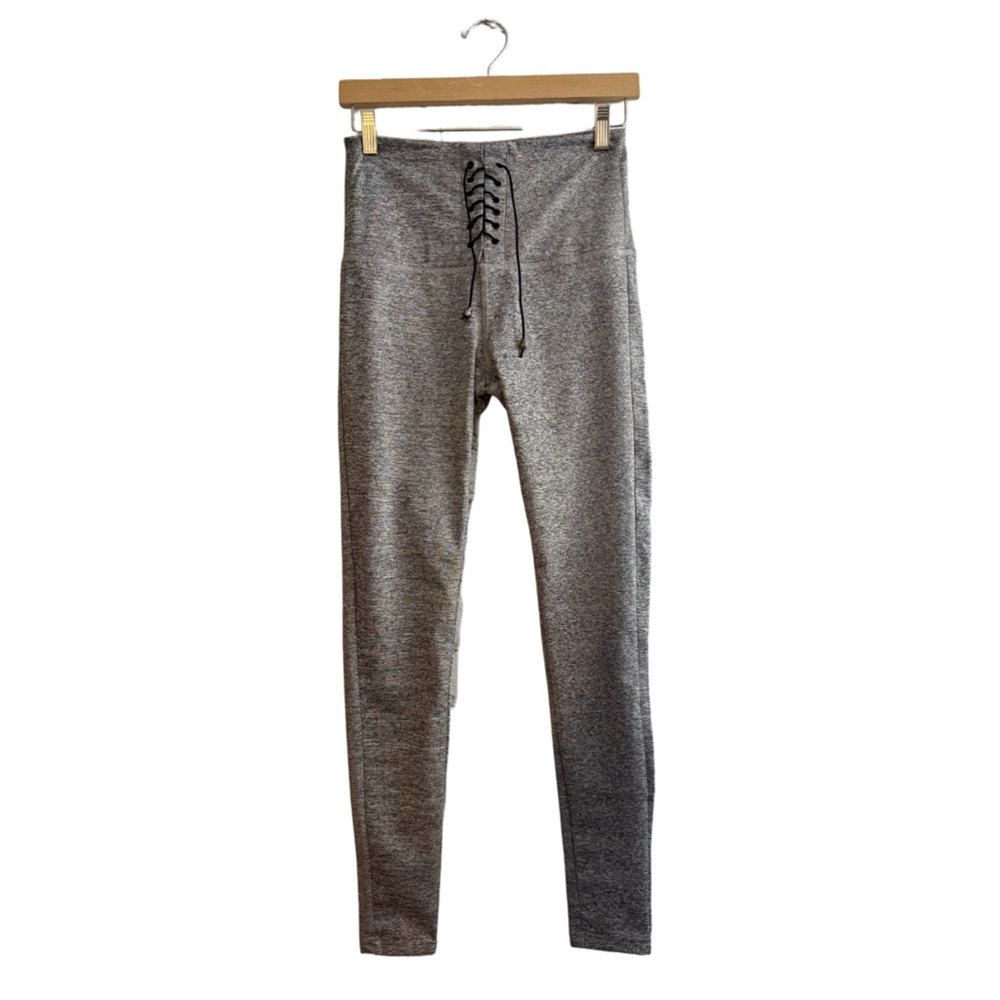 LA Society Gray Marl Lace-up waistband leggings size small